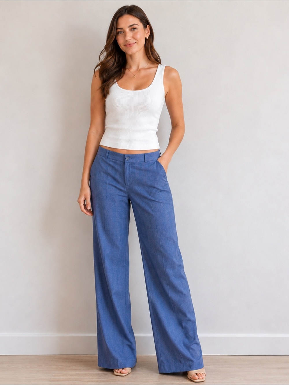 Banana Republic Logan Blue Plaid Trouser Dress Pants Size 10 Petite